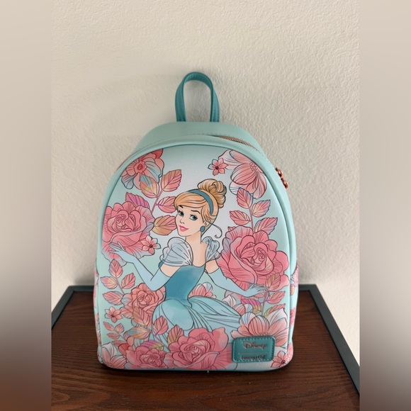 Loungefly Handbags - NWT Disney Cinderella Blue and Pink Floral Loungefly Backpack
